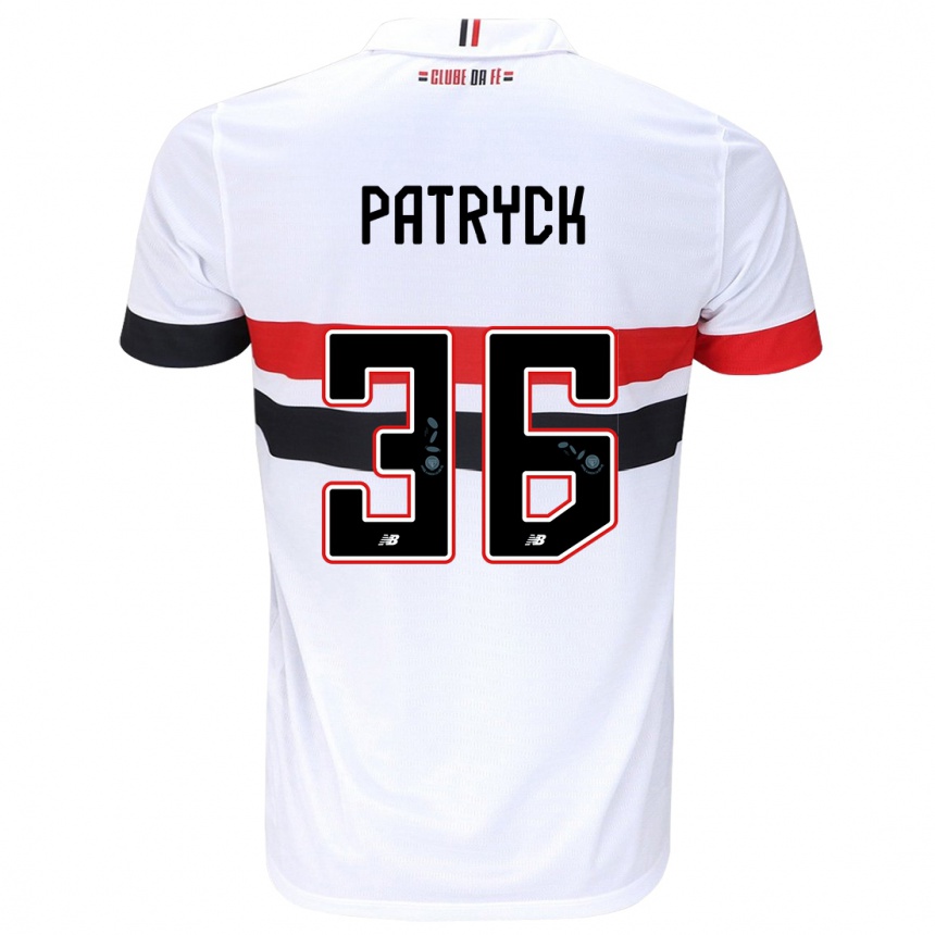 Enfant Football Maillot Patryck #36 Blanc Rouge Noir Tenues Domicile 2024/25