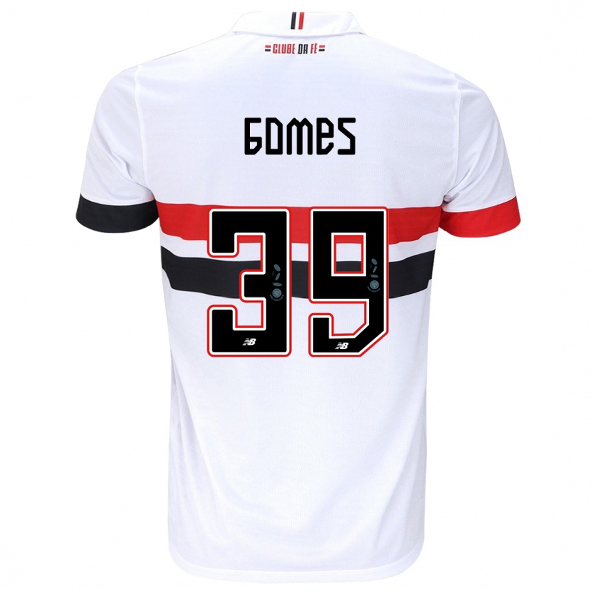 Enfant Football Maillot William Gomes #39 Blanc Rouge Noir Tenues Domicile 2024/25