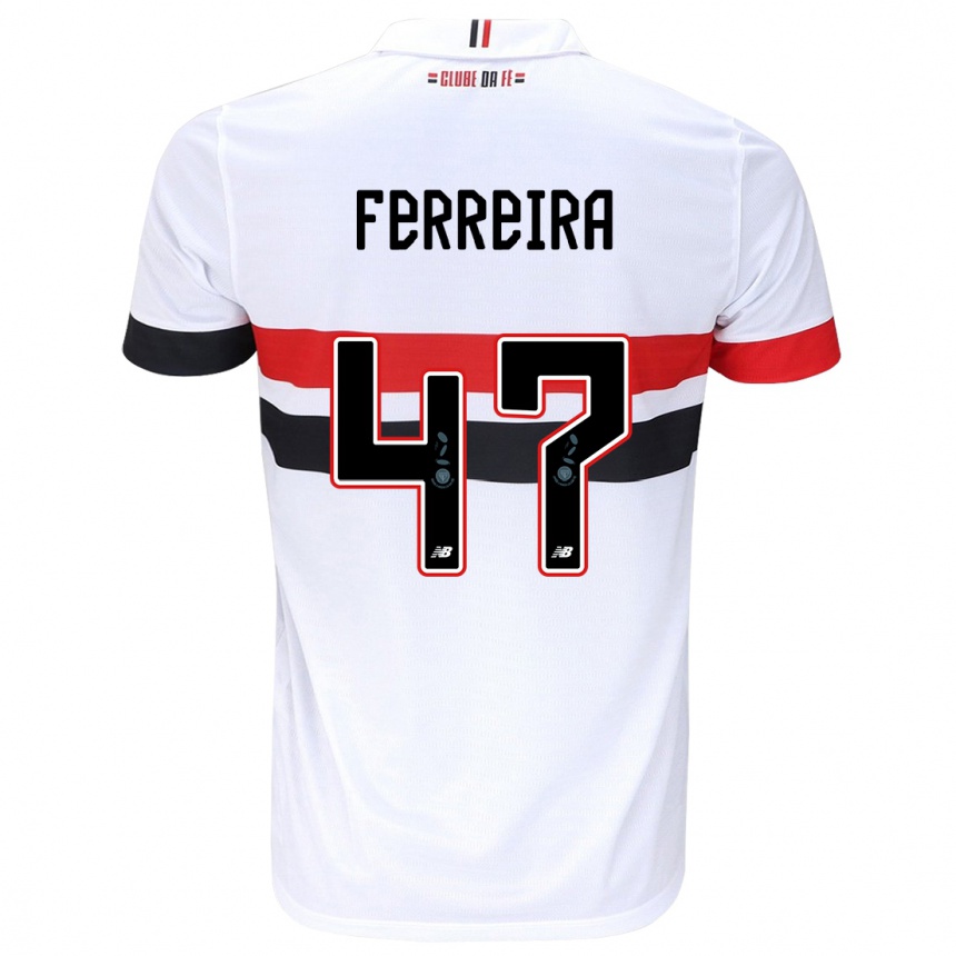 Enfant Football Maillot Ferreira #47 Blanc Rouge Noir Tenues Domicile 2024/25