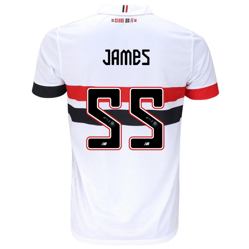 Enfant Football Maillot James Rodríguez #55 Blanc Rouge Noir Tenues Domicile 2024/25