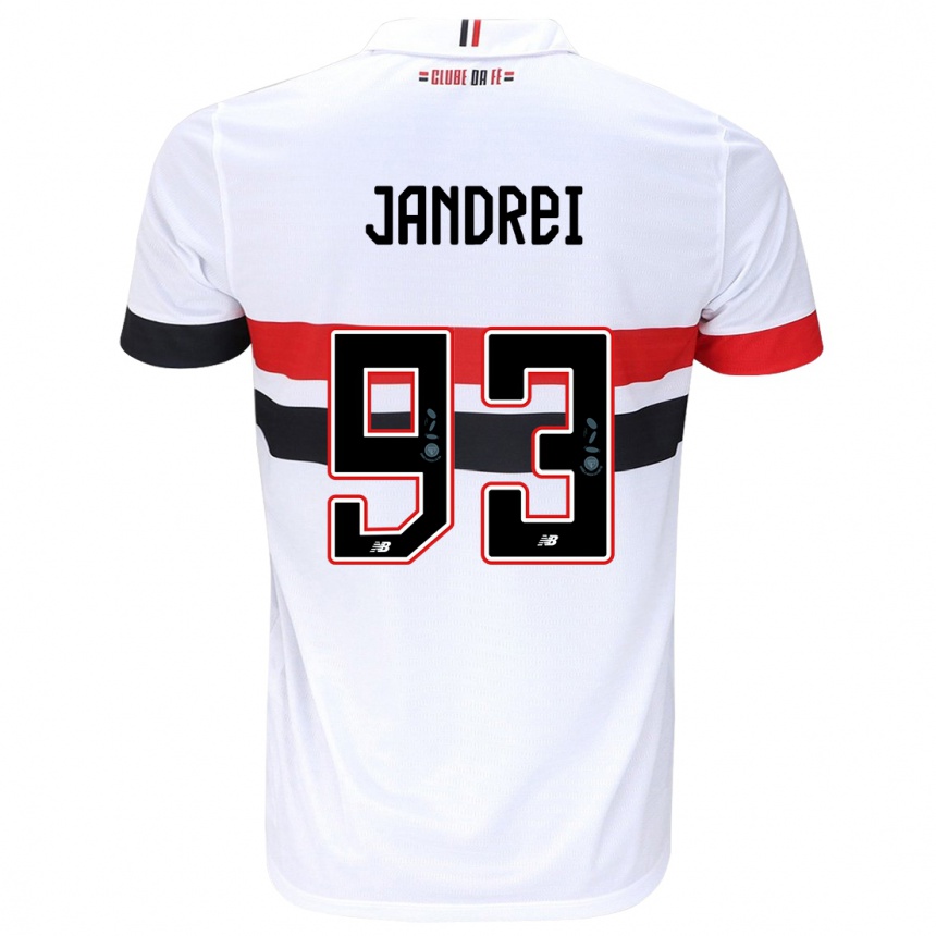 Enfant Football Maillot Jandrei #93 Blanc Rouge Noir Tenues Domicile 2024/25