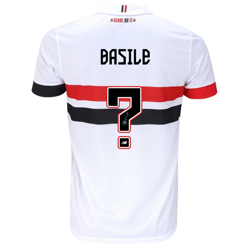 Enfant Football Maillot Basile #0 Blanc Rouge Noir Tenues Domicile 2024/25