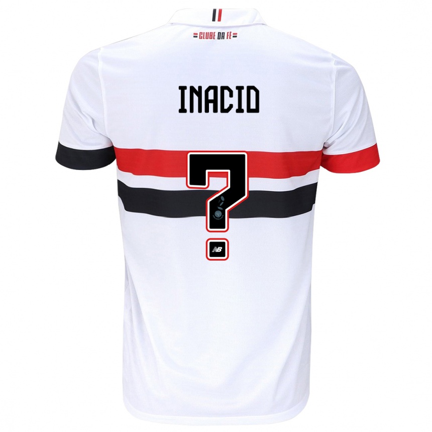 Enfant Football Maillot Lucas Inácio #0 Blanc Rouge Noir Tenues Domicile 2024/25