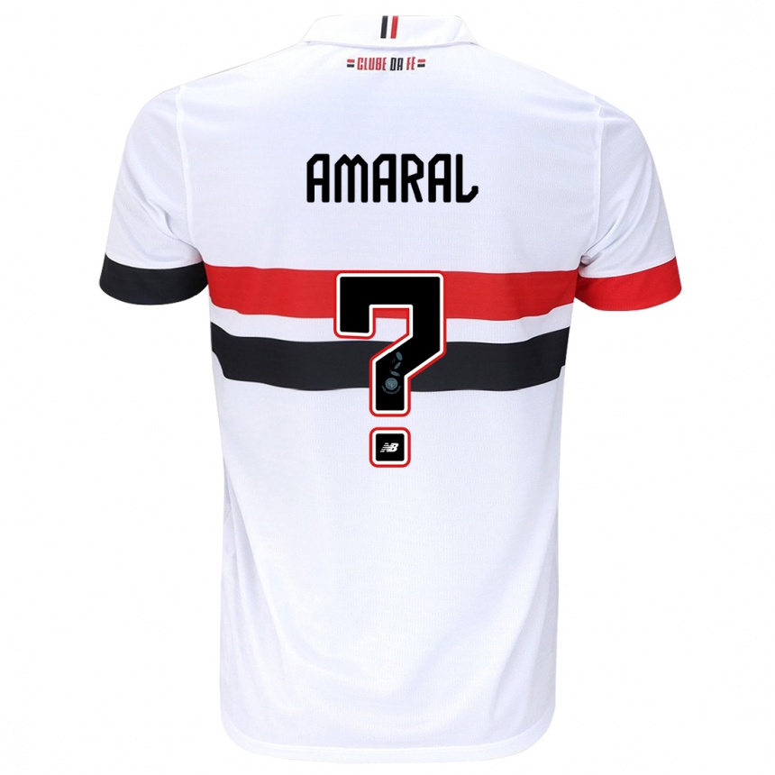 Enfant Football Maillot Mateus Amaral #0 Blanc Rouge Noir Tenues Domicile 2024/25