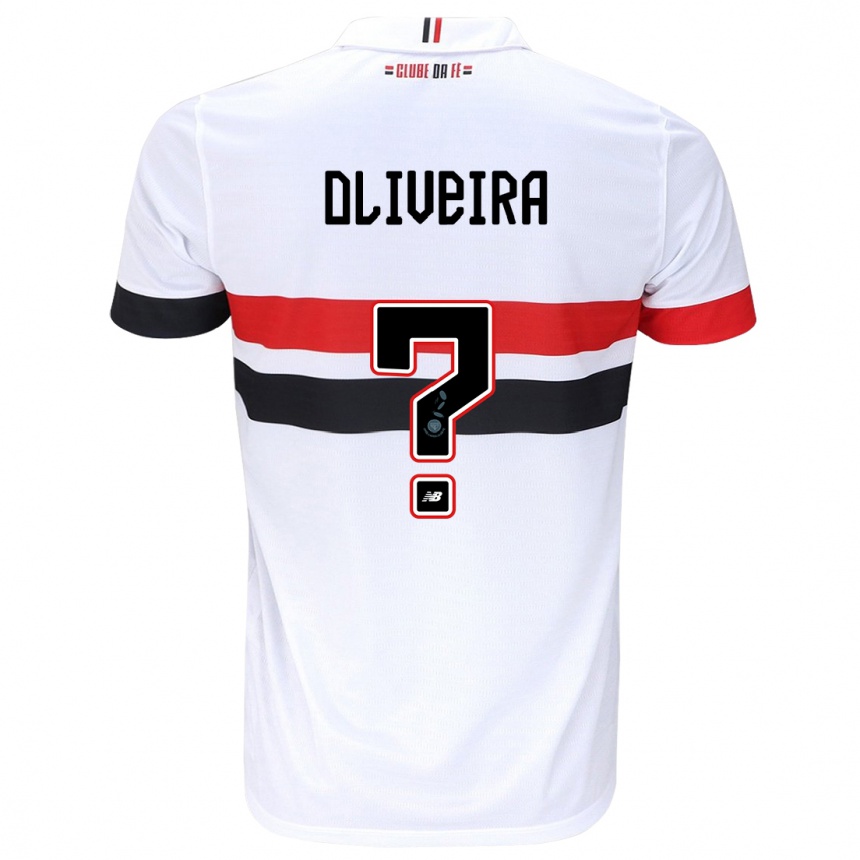 Enfant Football Maillot Felipe Oliveira #0 Blanc Rouge Noir Tenues Domicile 2024/25