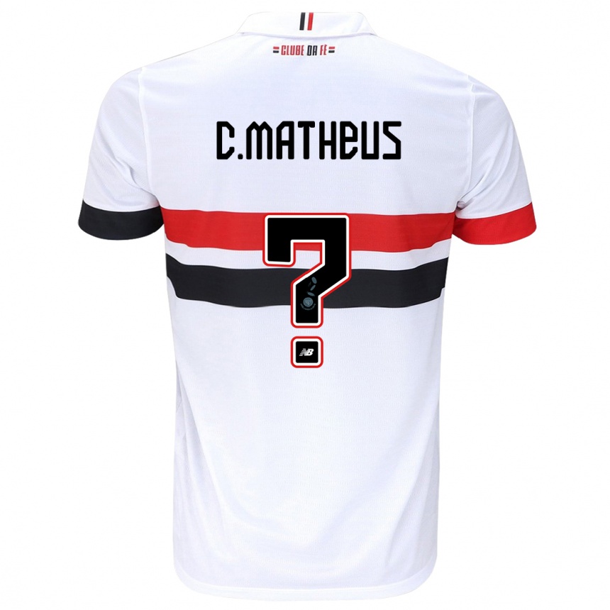 Enfant Football Maillot Caio Matheus #0 Blanc Rouge Noir Tenues Domicile 2024/25