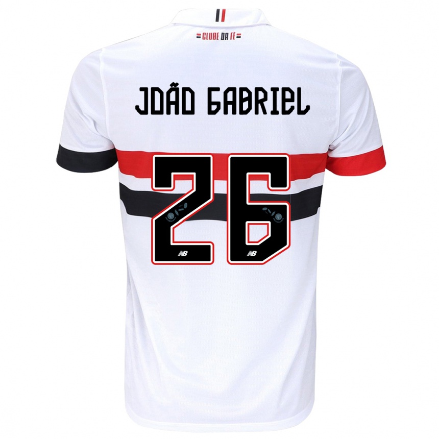 Enfant Football Maillot João Gabriel #26 Blanc Rouge Noir Tenues Domicile 2024/25