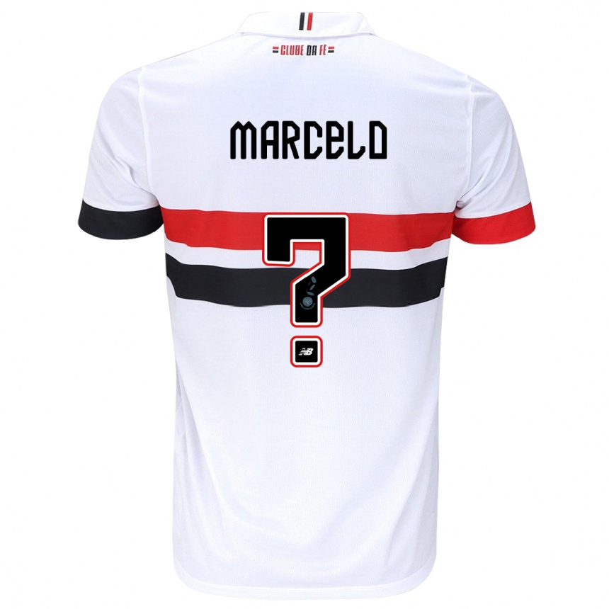 Enfant Football Maillot Marcelo #0 Blanc Rouge Noir Tenues Domicile 2024/25