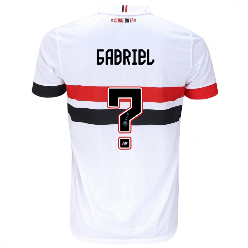 Enfant Football Maillot Gabriel Bruno #0 Blanc Rouge Noir Tenues Domicile 2024/25