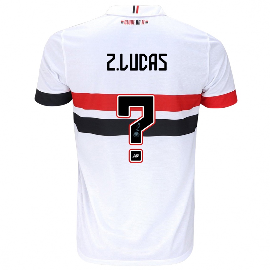 Enfant Football Maillot Zé Lucas #0 Blanc Rouge Noir Tenues Domicile 2024/25