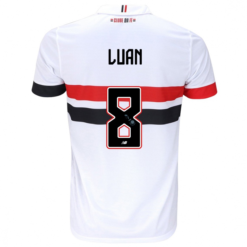 Enfant Football Maillot Luan #8 Blanc Rouge Noir Tenues Domicile 2024/25