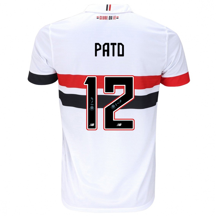 Enfant Football Maillot Alexandre Pato #12 Blanc Rouge Noir Tenues Domicile 2024/25