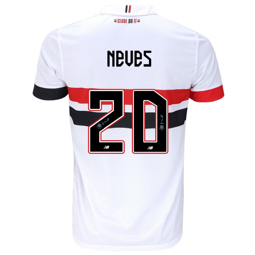 Enfant Football Maillot Gabriel Neves #20 Blanc Rouge Noir Tenues Domicile 2024/25