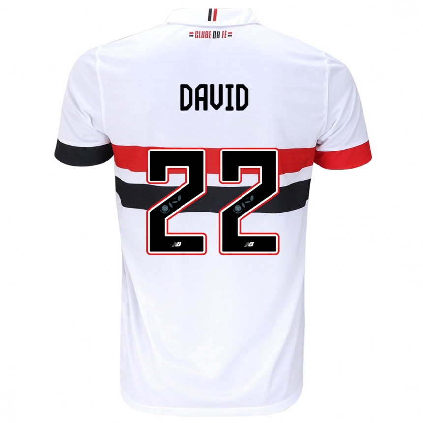 Enfant Football Maillot David #22 Blanc Rouge Noir Tenues Domicile 2024/25