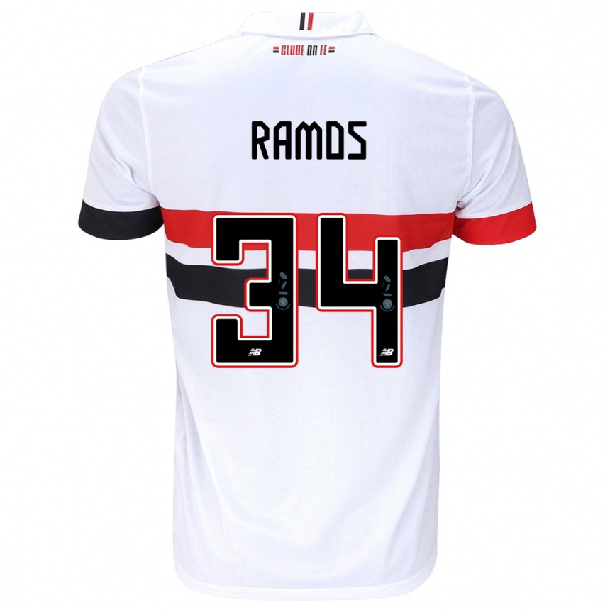 Enfant Football Maillot Raí Ramos #34 Blanc Rouge Noir Tenues Domicile 2024/25