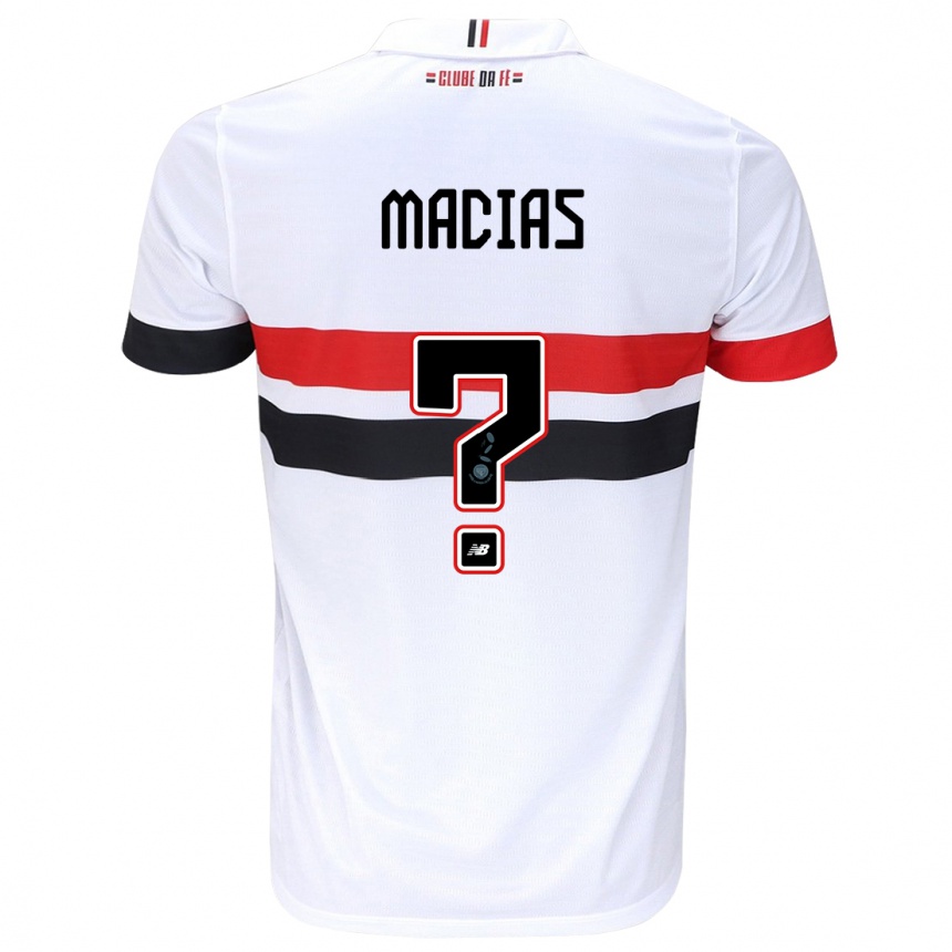 Enfant Football Maillot Juan Macías #0 Blanc Rouge Noir Tenues Domicile 2024/25