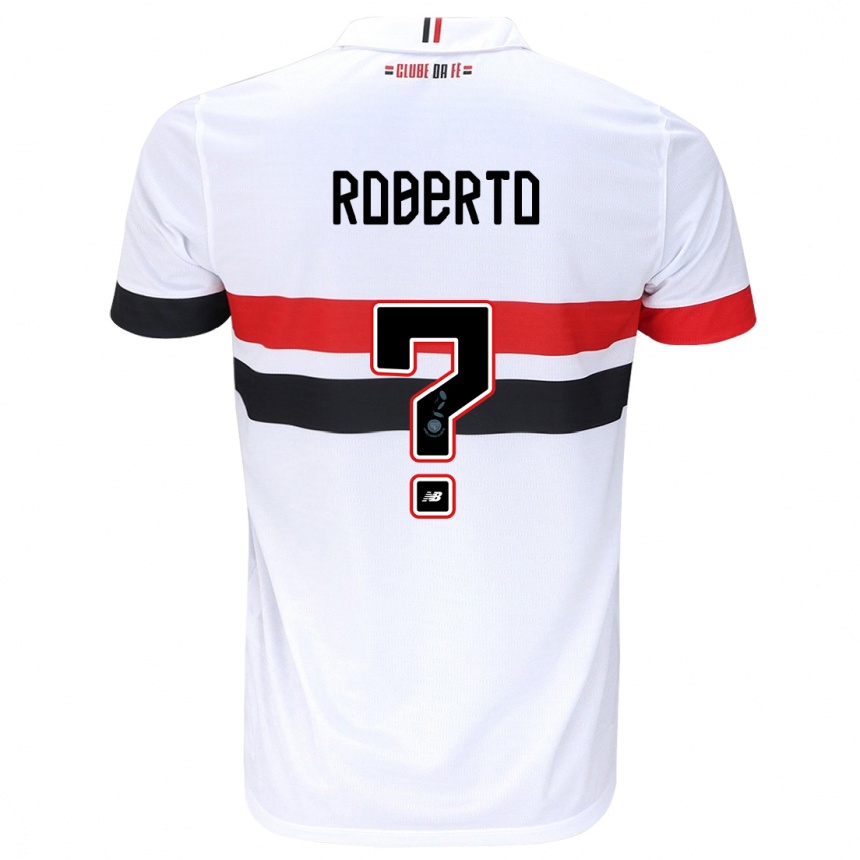 Enfant Football Maillot Roberto #0 Blanc Rouge Noir Tenues Domicile 2024/25