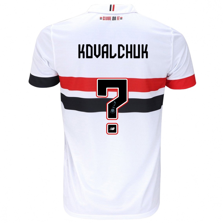 Enfant Football Maillot Filipp Kovalchuk #0 Blanc Rouge Noir Tenues Domicile 2024/25