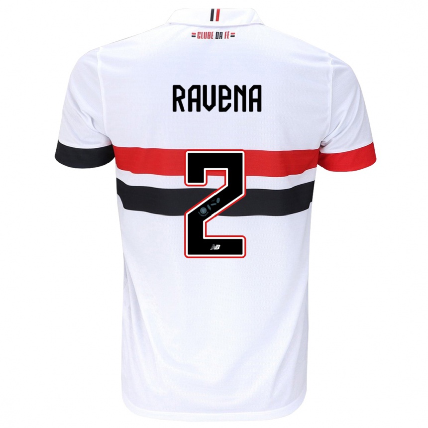 Enfant Football Maillot Ravena #2 Blanc Rouge Noir Tenues Domicile 2024/25