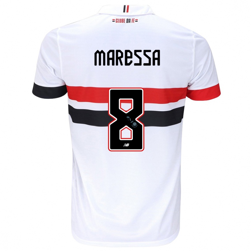 Enfant Football Maillot Maressa #8 Blanc Rouge Noir Tenues Domicile 2024/25