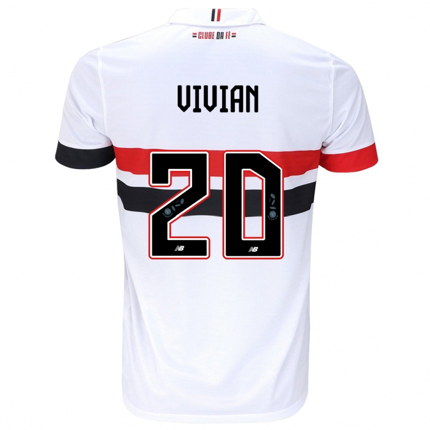 Enfant Football Maillot Vivian #20 Blanc Rouge Noir Tenues Domicile 2024/25