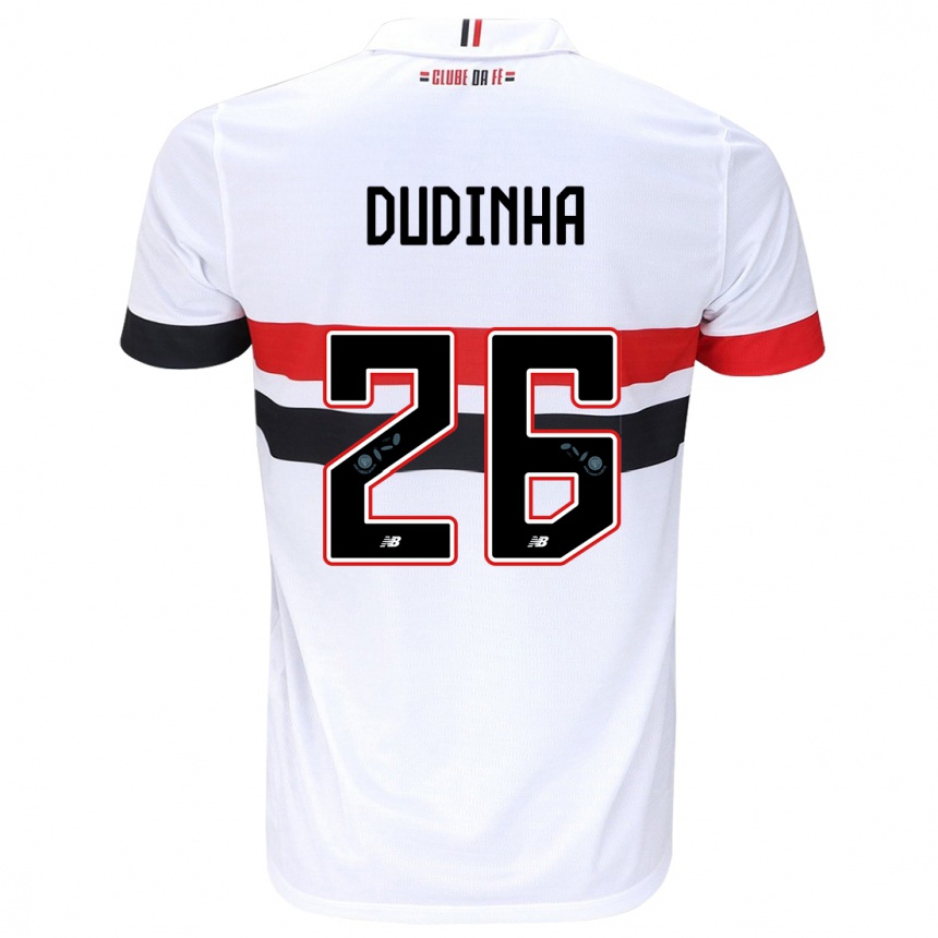 Enfant Football Maillot Dudinha #26 Blanc Rouge Noir Tenues Domicile 2024/25