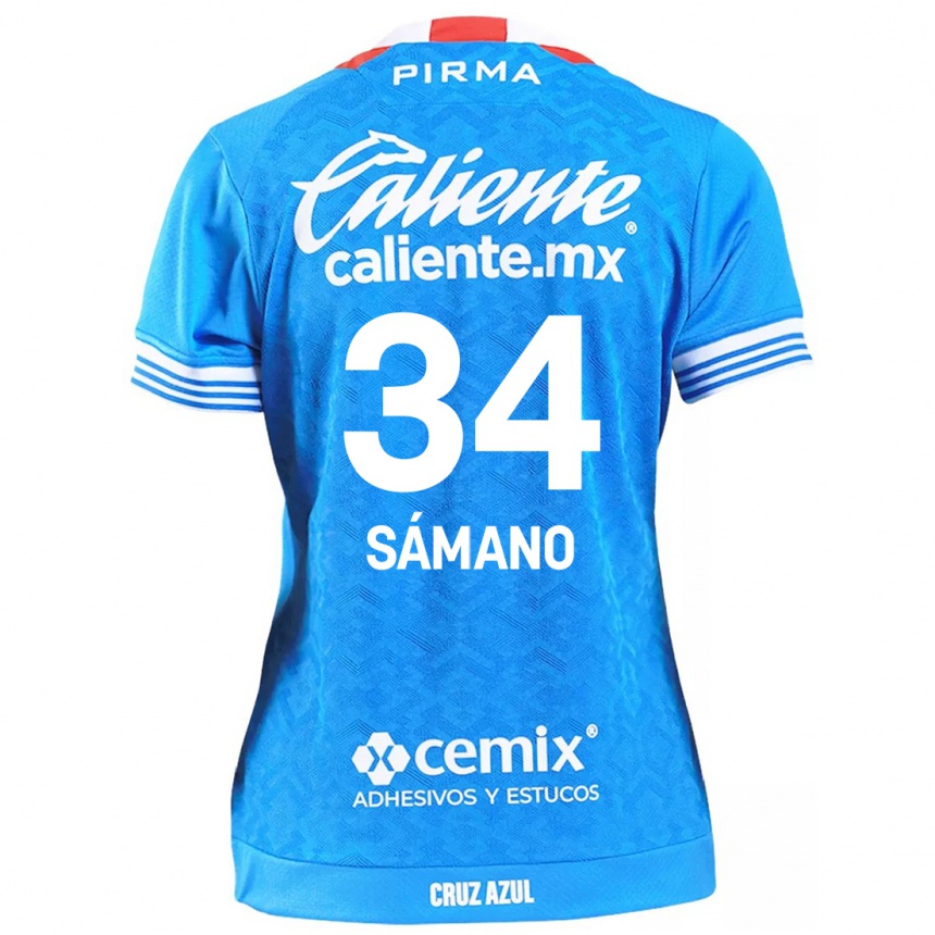 Enfant Football Maillot Leonardo Sámano #34 Bleu Ciel Tenues Domicile 2024/25