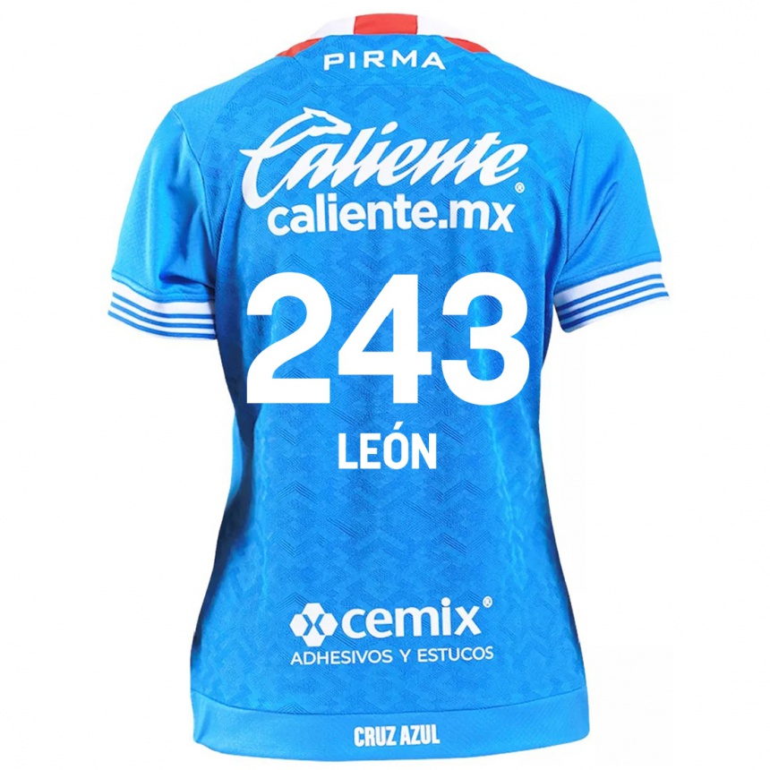 Enfant Football Maillot Cristhian León #243 Bleu Ciel Tenues Domicile 2024/25