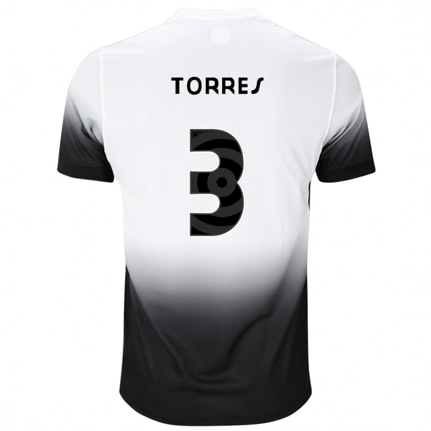 Enfant Football Maillot Félix Torres #3 Blanc Noir Tenues Domicile 2024/25