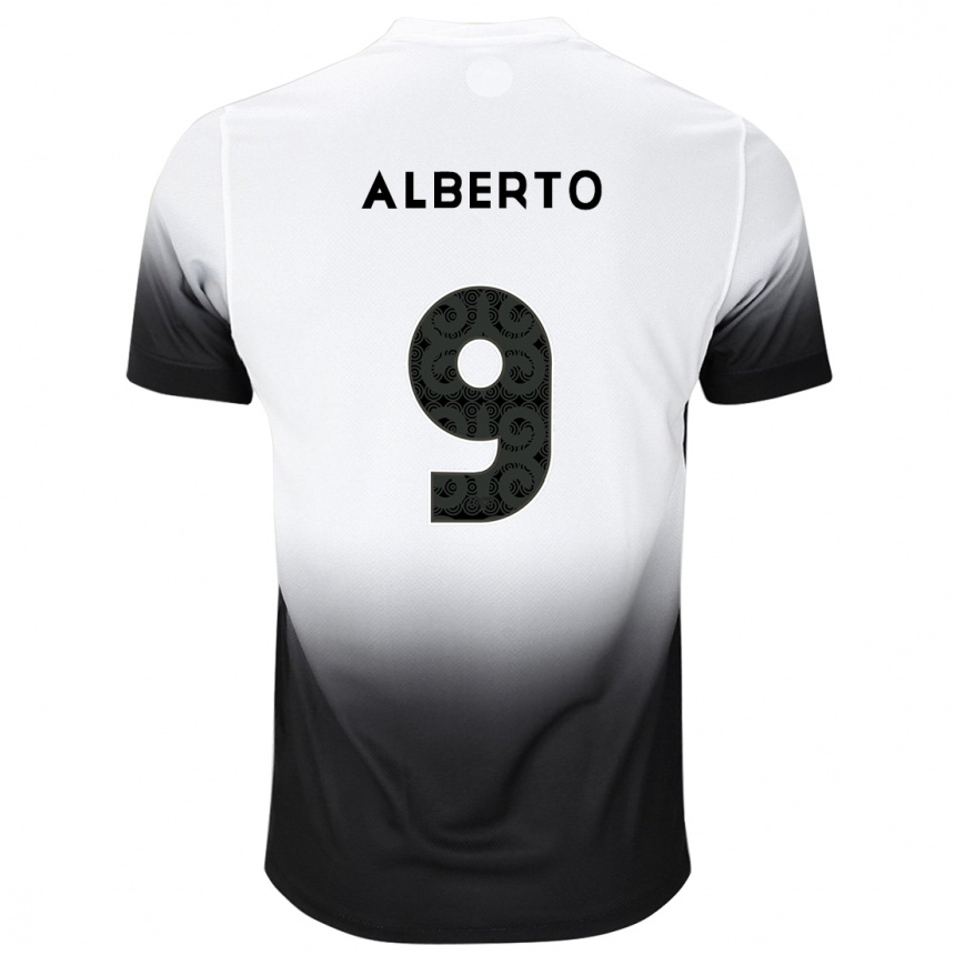 Enfant Football Maillot Yuri Alberto #9 Blanc Noir Tenues Domicile 2024/25