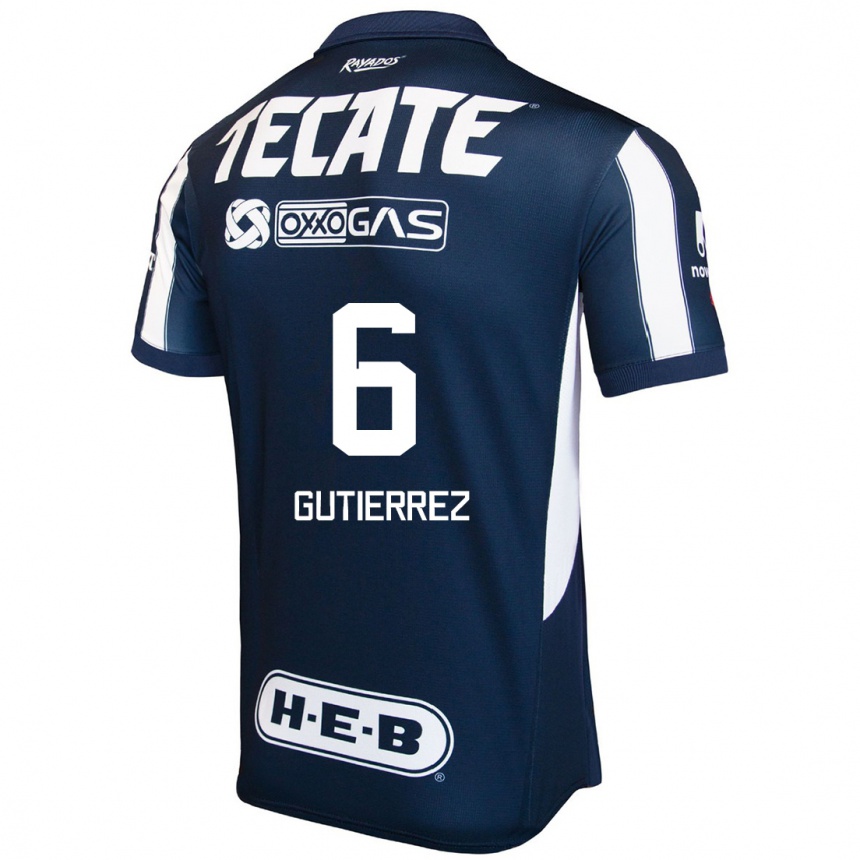 Enfant Football Maillot Édson Gutiérrez #6 Bleu Rouge Blanc Tenues Domicile 2024/25