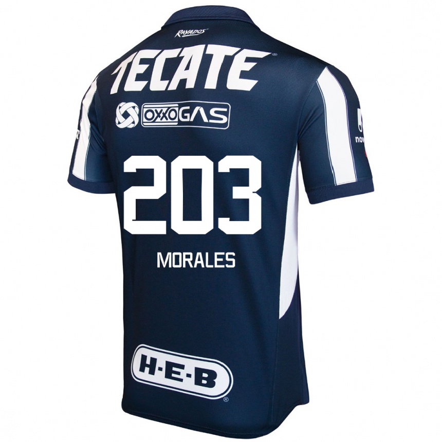 Enfant Football Maillot Alejandro Morales #203 Bleu Rouge Blanc Tenues Domicile 2024/25