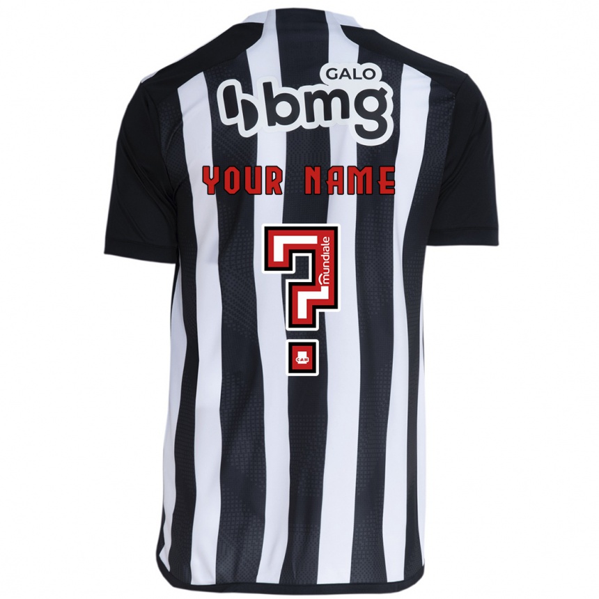 Enfant Football Maillot Votre Nom #0 Blanc Noir Tenues Domicile 2024/25