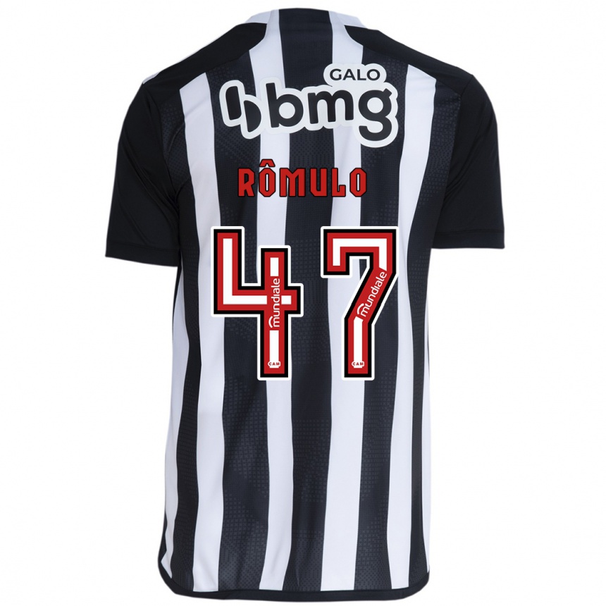 Enfant Football Maillot Rômulo #47 Blanc Noir Tenues Domicile 2024/25