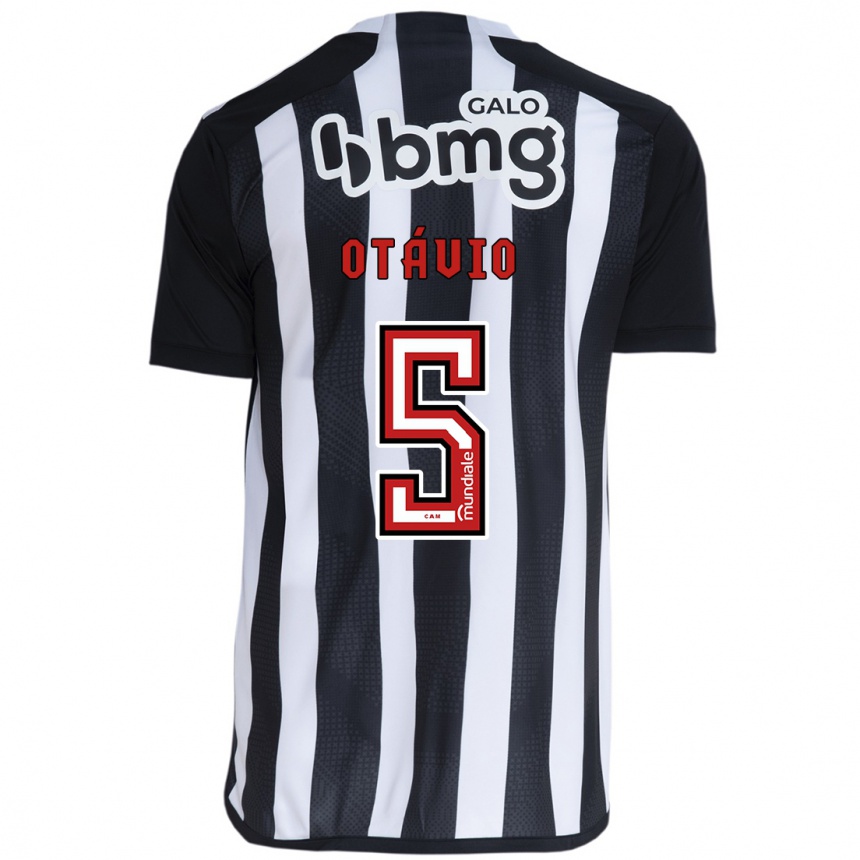 Enfant Football Maillot Otávio #5 Blanc Noir Tenues Domicile 2024/25