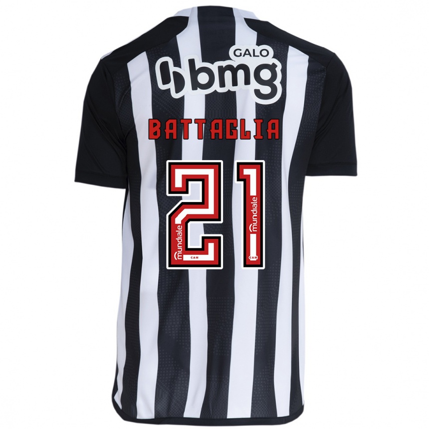 Enfant Football Maillot Rodrigo Battaglia #21 Blanc Noir Tenues Domicile 2024/25