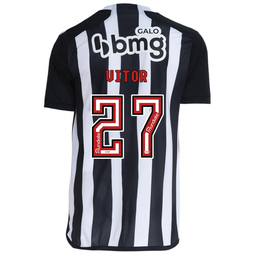 Enfant Football Maillot Paulo Vitor #27 Blanc Noir Tenues Domicile 2024/25