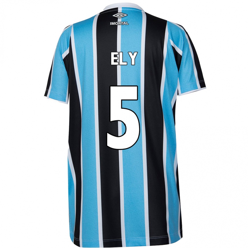 Enfant Football Maillot Rodrigo Ely #5 Bleu Noir Blanc Tenues Domicile 2024/25