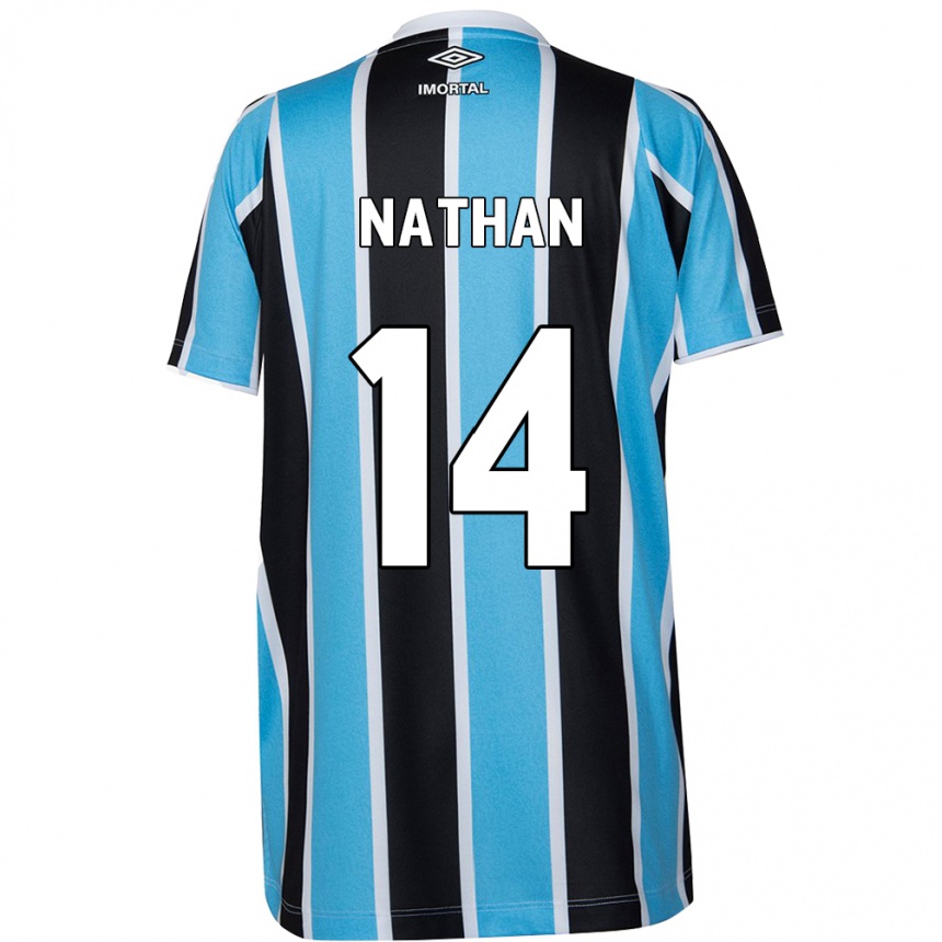 Enfant Football Maillot Nathan #14 Bleu Noir Blanc Tenues Domicile 2024/25