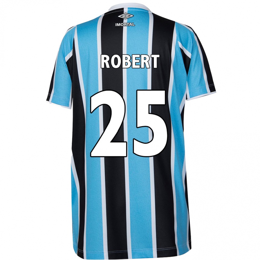 Enfant Football Maillot Jhonata Robert #25 Bleu Noir Blanc Tenues Domicile 2024/25