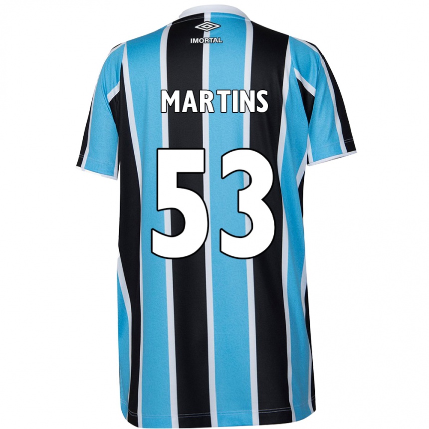 Enfant Football Maillot Gustavo Martins #53 Bleu Noir Blanc Tenues Domicile 2024/25