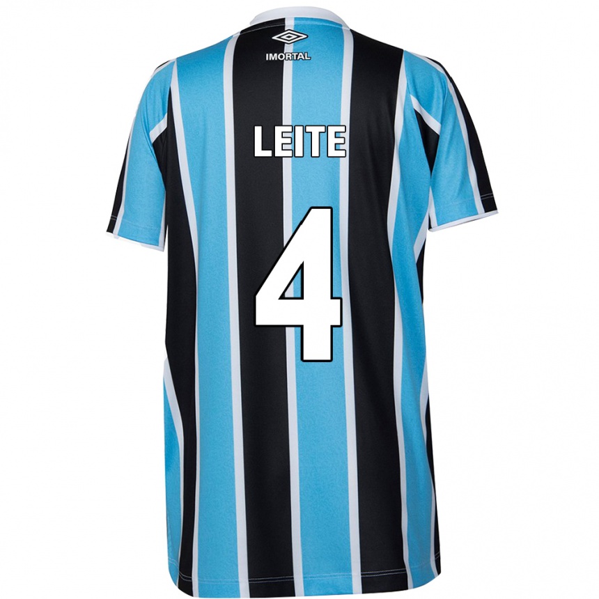 Enfant Football Maillot Paulo Henrique Leite #4 Bleu Noir Blanc Tenues Domicile 2024/25