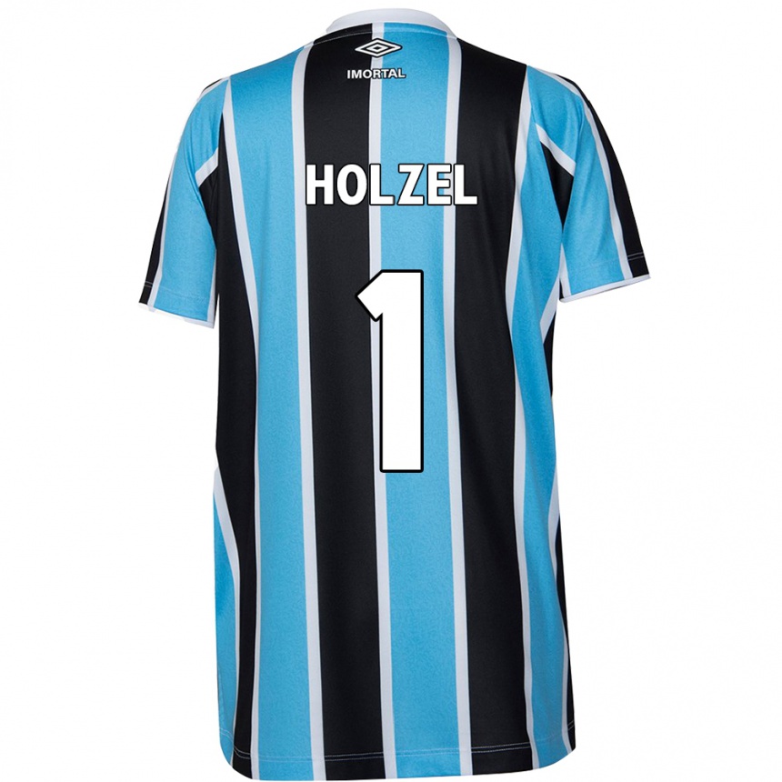 Enfant Football Maillot Vivi Holzel #1 Bleu Noir Blanc Tenues Domicile 2024/25