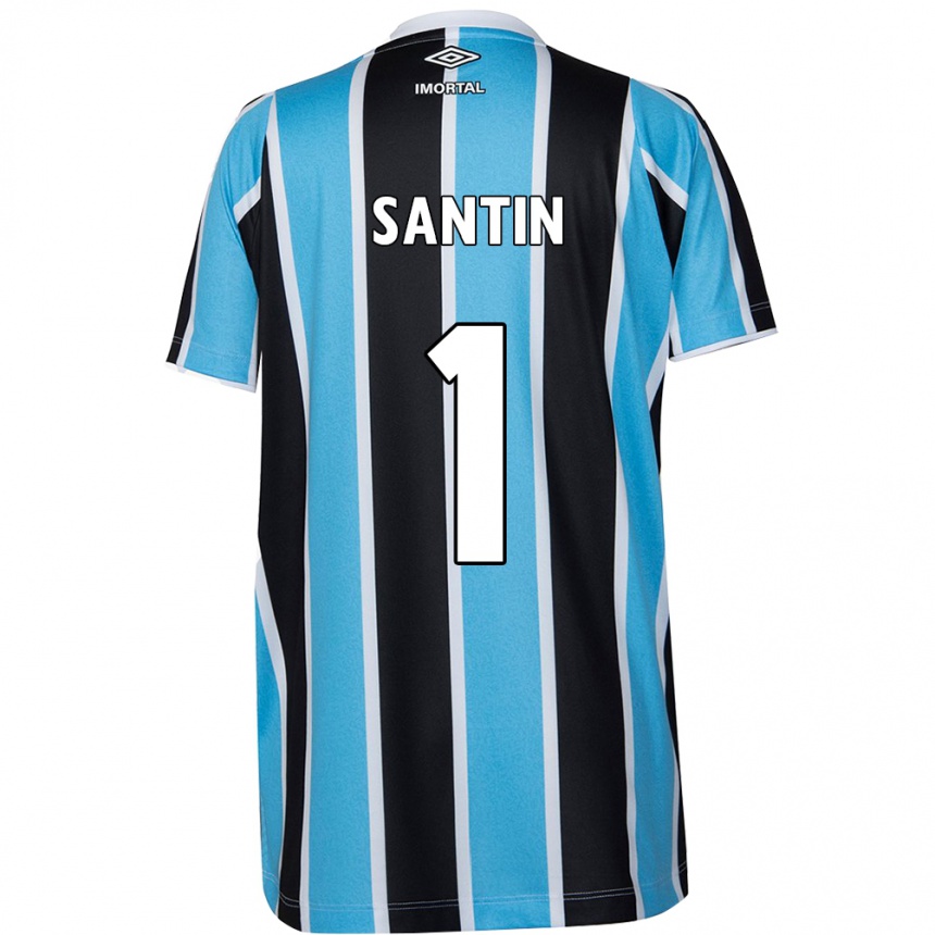 Enfant Football Maillot Duda Santin #1 Bleu Noir Blanc Tenues Domicile 2024/25