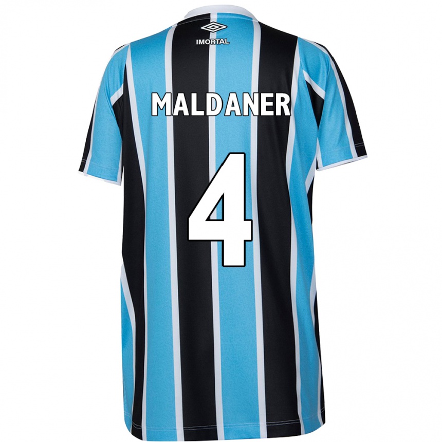 Enfant Football Maillot Pati Maldaner #4 Bleu Noir Blanc Tenues Domicile 2024/25