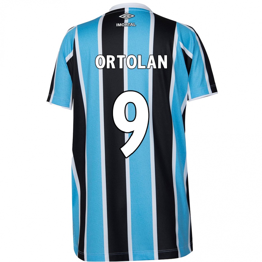 Enfant Football Maillot Dani Ortolan #9 Bleu Noir Blanc Tenues Domicile 2024/25