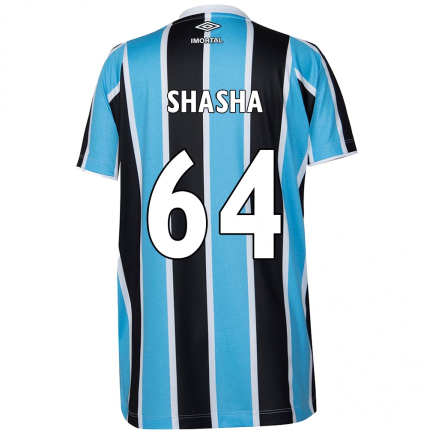 Enfant Football Maillot Shashá #64 Bleu Noir Blanc Tenues Domicile 2024/25