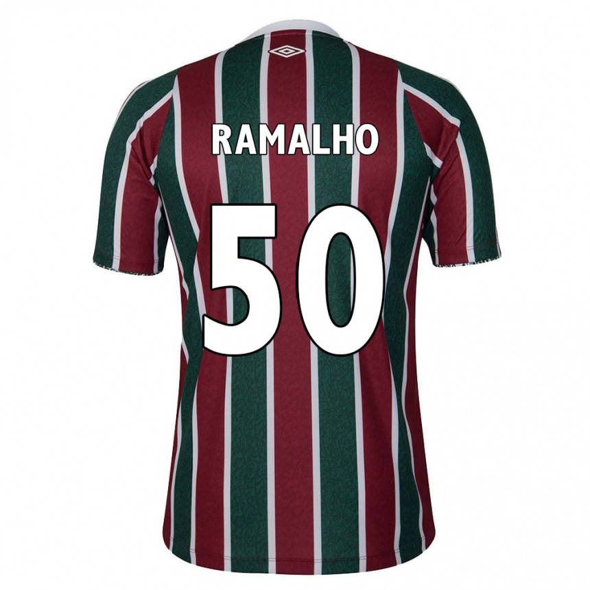 Enfant Football Maillot Gustavo Ramalho #50 Vert Marron Blanc Tenues Domicile 2024/25