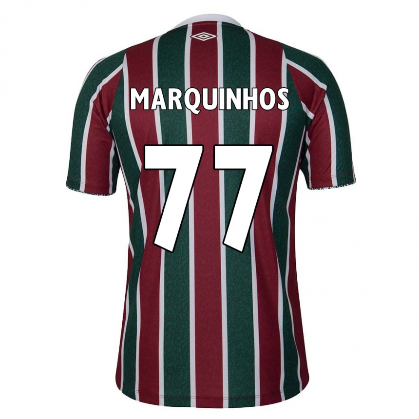 Enfant Football Maillot Marquinhos #77 Vert Marron Blanc Tenues Domicile 2024/25