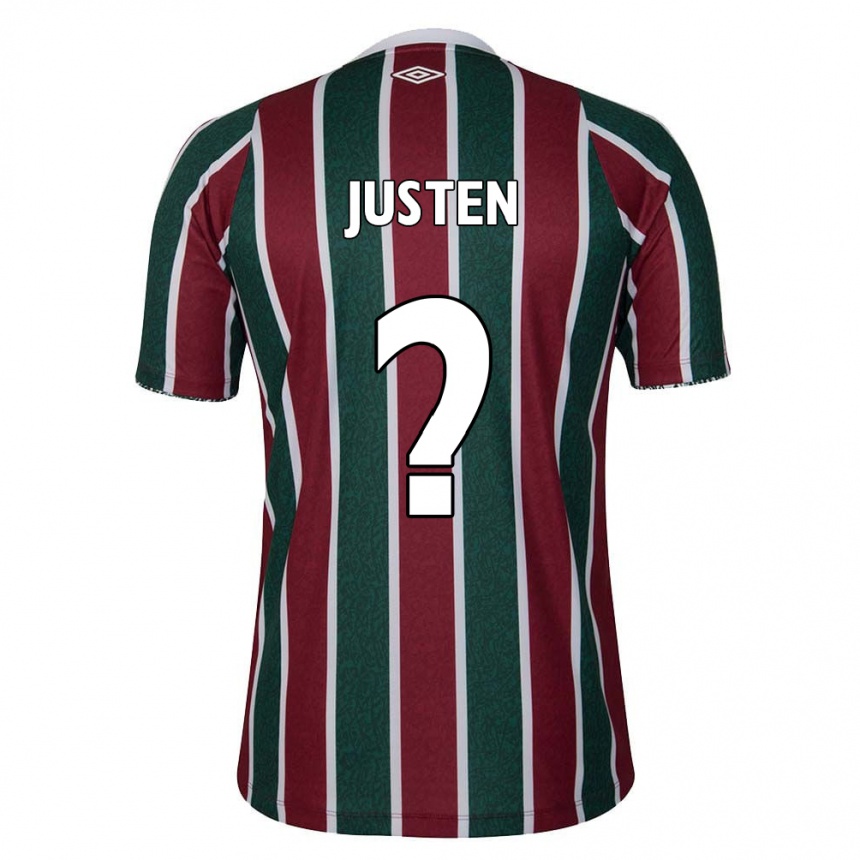 Enfant Football Maillot Justen #0 Vert Marron Blanc Tenues Domicile 2024/25